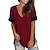 cheap Women&#039;s Clothing-the united states  spring  summer cross-border new women&#039;s bottoming shirt solid color v-neck short-sleeved stitching pullover t-shirt women