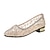cheap Women&#039;s Flats-Women&#039;s Sandals Flats Glitter Crystal Sequined Jeweled Daily Summer Sequin Block Heel Low Heel Pointed Toe Elegant British Mesh Loafer Silver Gold