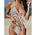 cheap Swimwear-Women&#039;s Swimwear Tankini 2 Piece Normal Swimsuit High Waisted Color Block Brown Padded V Wire Bathing Suits Sports Vacation Sexy / Strap / New / Strap