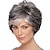 billige eldre parykk-korte grå nissekutte parykker for kvinner lagdelt syntetisk hår blandet grå parykk med hvit pannelugg naturlige bølgete parykker for gammel dame