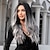 cheap Synthetic Trendy Wigs-HAIRCUBE Ombre Black to Gray Wigs Natural Wavy Hair Wig Middle Part for Women Cosplay Synthetic Heat Resistant Fiber Daily Wigs Christmas Party Wigs
