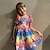 cheap Party Dresses-Kids Girls&#039; Unicorn Rainbow Dress Floral Patchwork Party Casual Holiday Pleated Print Rainbow Knee-length Sleeveless Dresses Children&#039;s Day Summer Regular Fit 2-12 Years