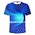 baratos T-shirts e camisas-Infantil Para Meninos Camisa Bloco de cor Impressão 3D Manga Curta Ativo Verão Azul