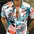 preiswerte Bedruckte Herrenhemden-Herren Hemd Hawaiihemd Sommerhemd Sommerhemd Graphic Blumen Hawaiian Aloha Design Umlegekragen Schwarz / Weiß Marineblau Braun Grün Regenbogen Print Outdoor Strasse Kurzarm 3D Button-Down Bekleidung
