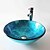 cheap Vessel Sinks-Round Artistic Vanity Basin Sink Bathroom Vessel Tempered Glass Bowl 16.5 inch, Art Wash Basin Mixer Faucet Set with Pop-up Drain, Boat Shape Countertop Above Counter Washroom