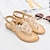 cheap Women&#039;s Sandals-Women&#039;s Sandals Flat Sandals Party Beach Solid Colored Summer Rhinestone Flat Heel Round Toe Open Toe Elegant Casual PU Leather Elastic Band Almond Black White