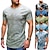 billige basic t-shirts-Herre T-shirt Kortærmet Rund hals Sommer Batikfarvet Mode Klassisk Bekvem Gade Afslappet Sport Sort Blå Dusty Blue Top T-shirt til mænd