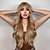 abordables Perruques Synthétiques-Haircube brun doré ondulé synthétique perruques avec une frange cheveux ondulés naturels pour les femmes résistant à la chaleur cosplay cheveux