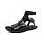 tanie Sandały męskie-męskie sandały ze skóry pu sandały gladiatorki rzymskie sandały letnie czarne białe codzienne plażowe sandały na zamek błyskawiczny
