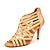 baratos Sapatos de Dança Latina-Mulheres Sapatos de Dança Latina Sapatos de Dança Espetáculo Salto Peep Toe zíper Adulto Preto Dourado