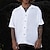 hesapli Erkek Gömlekleri-Erkek Gömlek Kısa Kollu Tek Renk Aşağı Dönük Beyaz Cadde Günlük Aşağı düğmesi Giyim Moda Klasik Rahat Büyük ve uzun / Yaz / Yaz