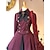 billiga Lolitaklänningar-Lolita Söta Lolita semester klänning Prinsessaklänning Dam Japanska Cosplay-kostymer Röd Färgblock Långärmad