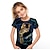 abordables t-shirts 3d fille-Enfants filles impression 3d chat t-shirt à manches courtes chat graphique animal colorblock bleu blanc enfants hauts actif mignon 3-12 ans