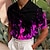 cheap Men&#039;s Cuban Collar Polos-Men&#039;s Polo Shirt Golf Shirt Flame Turndown Fuchsia Green 3D Print Casual Daily Short Sleeve Print Button-Down Clothing Apparel Fashion Designer Casual Breathable