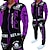 cheap Running &amp; Jogging Clothing-Men&#039;s 2 Piece Full Zip Street Casual Tracksuit Sweatsuit Jogging Suit Long Sleeve Thermal Warm Breathable Moisture Wicking Fitness Running Jogging Sportswear Color Block Magenta Green Black Purple