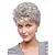 abordables peluca vieja-pelucas sintéticas grises naturales de pelo ondulado rizado corto y esponjoso con flequillo para mujeres con gorra de peluca de 13.3 pulgadas