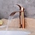 cheap Classical-Bathroom Sink Faucet,Modern Style Single Handle Rose Golden One Hole Waterfall,Oil-rubbed Cooper with Drain and Brass Faucet Body with Hot and Cold Water and Pop-up Drain