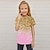 cheap Girls&#039; Tees &amp; Blouses-Kids Girls&#039; T shirt Short Sleeve 3D Print Color Block Blue Purple Pink Children Tops Active Fashion Streetwear Spring Summer Daily Indoor Outdoor Regular Fit 3-12 Years / Cute