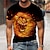 cheap Men&#039;s 3D-Men&#039;s Unisex T shirt Tee Graphic Prints Lion Flame 3D Print Crew Neck Street Daily Short Sleeve Print Tops Designer Casual Big and Tall Sports Black / Summer / Summer