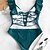 cheap One-piece swimsuits-Women&#039;s Swimwear One Piece Monokini Bathing Suits Swimsuit Tummy Control Ruffle Open Back Hole Pure Color Green Blue Black Rosy Pink Wine Padded V Wire Bathing Suits New Vacation Sexy / Padded Bras