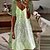 cheap Print Dresses-Women&#039;s Midi Dress Two Piece Dress Green Long Sleeve Print Floral V Neck Spring Summer Party Party Stylish 2022 S M L XL XXL 3XL / Party Dress