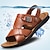 Χαμηλού Κόστους Ανδρικά Σανδάλια-Ανδρικά Σανδάλια Παπούτσια άνεσης Σανδάλια Slingback Καθημερινό Ανατομικό ΕΞΩΤΕΡΙΚΟΥ ΧΩΡΟΥ Παραλία Περπάτημα PU Δέρμα Αναπνέει Μαύρο Χακί Καφέ Άνοιξη Καλοκαίρι / Καρφιά