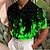 abordables polos homme col cubain-Homme POLO Tee Shirt Golf Flamme Col rabattu Fuchsia Vert 3D effet Casual du quotidien Manche Courte Imprimer Bouton bas Vêtement Tenue Mode Design Décontractées Respirable