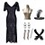 cheap Cosplay &amp; Costumes-The Great Gatsby Roaring 20s 1920s Cocktail Dress Vintage Dress Flapper Dress Outfits Masquerade Prom Dress Women&#039;s Tassel Fringe Costume Golden / Black+Golden / Red+Golden Vintage Cosplay Party Prom