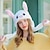billige Lysende leker-søte kostyme hatter plysj kanin lue med bevegelige ører kanin lue morsom bevegelige øreklaffer søte ting gave til kvinner jenter hodeplagg til gave til gutt&amp;amp;jenter