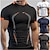 cheap Men&#039;s Active Tees &amp; Tanks-Men&#039;s Compression Shirt Running Shirt Short Sleeve Tee Tshirt Athletic Athleisure Summer Breathable Moisture Wicking Soft Fitness Running Walking Sportswear Activewear Solid Colored Dark Grey Black