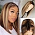 cheap Human Hair Lace Front Wigs-Blonde Highlight Bob Wigs Human Hair Brazilian Ombre Lace Closure Wig 4x1 T Part Lace Front Ombre Human Hair Wig P4/27 Middle Part Human Hair Wig Short Bob Human Hair Wig for Black Women 8-14 Inch