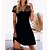 cheap Casual Dresses-Women&#039;s Short Mini Dress A Line Dress Black Half Sleeve Lace Solid Color V Neck Summer Casual Vintage 2022 S M L XL 2XL XXXL