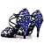 ieftine Pantofi Dans Latin-Pentru femei Încălțăminte latină Pantofi Salsa Pantofi De Dans Performanță Interior Sandale de cristal Călcâi Toc Înalt Pantofi vârf deschis Cureaua de legătură Adulți Albastru