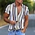 cheap Men&#039;s Graphic Shirts-Men&#039;s Shirt Striped Collar Street Daily Button-Down Print Short Sleeve Tops Casual Fashion Breathable Comfortable White / Summer