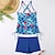 cheap Tankinis-Women&#039;s Swimwear Tankini 2 Piece Swimsuit Open Back Flower Blue Black Vest Scoop Neck Bathing Suits New Vacation Fashion / Modern / Padded Bras