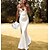 cheap Wedding Dresses-Mermaid / Trumpet Wedding Dresses V Neck Spaghetti Strap Court Train Charmeuse Sleeveless Simple Sexy Backless with Solid Color 2022