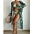 cheap Bikini Sets-Women&#039;s Swimwear Bikini Three Piece Normal Swimsuit Leaves Open Back Printing Green V Wire Halter Bathing Suits Vacation Fashion Sexy