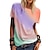 billige T-shirts til kvinde-dametøj regnbue gradient print afslappet top rund hals kortærmet løs t-shirt