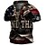 cheap Men&#039;s Tees &amp; Tank Tops-Men&#039;s Henley Shirt Tee T shirt Tee 3D Print Graphic Patterned National Flag Letter Plus Size Stand Collar Daily Sports Button-Down Print Short Sleeve Tops Designer Basic Casual Big and Tall Brown