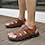 ieftine Sandale Bărbați-Bărbați Sandale Sandale din piele sandale pentru pescari Clasic Casual Casă Zilnic PU Panglică Negru Maro Kaki Vară Primăvară