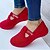 cheap Women&#039;s Sneakers-Women&#039;s Sneakers Plus Size Solid Colored Flat Heel Round Toe Walking Tissage Volant Loafer Black Pink Red