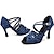 זול נעלי ריקוד-בגדי ריקוד נשים נעליים לטיניות נעלי ריקוד בבית הצגה ChaCha אימון עקב גבוה בוהן מציצה רצועת קרוס מבוגרים כחול