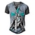 cheap Men&#039;s 3D T-shirts-Men&#039;s Henley Shirt Tee T shirt Tee 3D Print Graphic Patterned Soldier Weapon Plus Size Henley Daily Sports Button-Down Print Short Sleeve Tops Designer Basic Casual Big and Tall Green Blue Gray