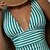 cheap One-Pieces-Women&#039;s Swimwear One Piece Monokini Bathing Suits Normal Swimsuit Striped High Waisted Green V Wire Padded Bathing Suits Vacation Sexy Sports