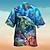 baratos camisas masculinas de acampamento-Homens Camisa Social Camisa de acampamento Camisa Gráfica Camiseta Aloha Mundo Subaquático Aberto para a Lateral Mar azul Azul Ao ar livre Rua Manga Curta Botão para baixo Imprimir Roupa Moda