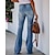 cheap Jeans-Women&#039;s Fashion Wide Leg Side Pockets Flare Jeans Bell Bottom Full Length Pants Micro-elastic Casual Weekend Denim Solid Color Mid Waist Comfort Blue S M L XL XXL