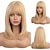 tanie Peruki syntetyczne modne-długie blond peruki dla kobiet warstwowe peruki z włosów ombre z schludną grzywką peruki barbiecore