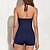 cheap Women&#039;s Swimwears-Women&#039;s Swimwear One Piece Monokini Bathing Suits Normal Swimsuit Open Back Printing High Waisted Trees / Leaves Pure Color Green Black Blue Wine Strap Bathing Suits Sports Vacation Fashion / Modern
