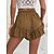 cheap Women&#039;s Pants-Women&#039;s Casual / Sporty Athleisure Wide Leg Shorts Wide Leg Ruffle Elastic Drawstring Design Short Pants Casual Weekend Micro-elastic Solid Color Comfort Mid Waist Loose Brown S M L