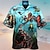 billige leirskjorter for menn-Herre Skjorte Camp skjorte Grafisk skjorte Aloha skjorte Blekksprut Aftæpning Blå-Grøn Sea Blue Gul Rosa Rød Gate Avslappet Kortermet 3D Knapp ned Klær Mote Designer Fritid Bekvem